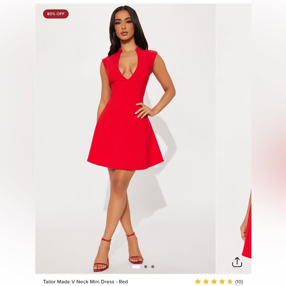 Fashion Nova Tailor Made V Neck Mini Dress - Red